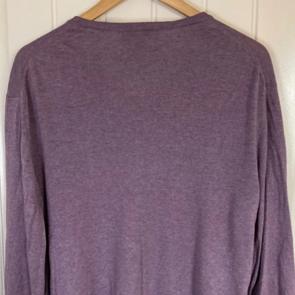 Banana Republic Mens Purple V Neck Pullover Silk Cotton Cashmere Sweater‎ Size L